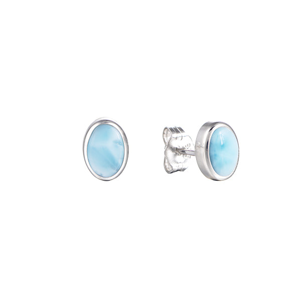 SS 925 Oval Larimar Stud Earri