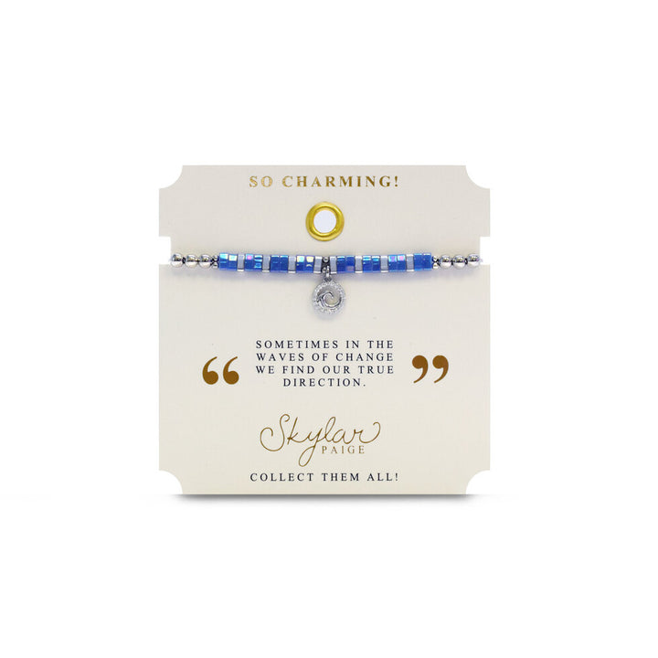 Stia Couture - - Silver "Bead It! Wave" Tila Bead Morse Code Stretch Bracelet