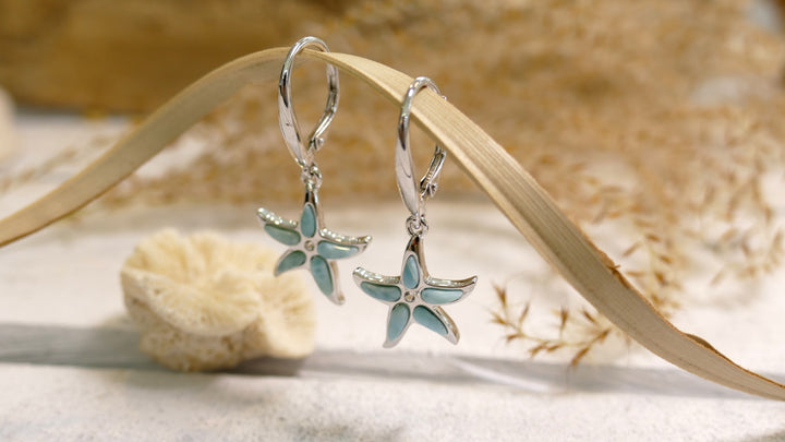 Sterling Silver - Larimar Dangle Sea Life Earrings