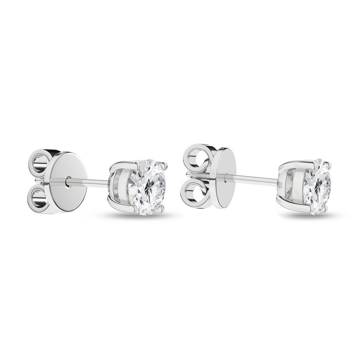 14k White Gold 0.75ctw Lab Grown Diamond Round Stud Solitaire Earrings