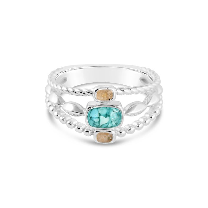 Dune - Sterling Silver - Boho Stack Turquoise Gradient Ocean City Beach Sand Ring 7