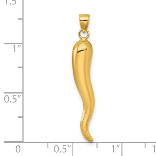 14k - Yellow Gold Hollow Italian Horn Pendant