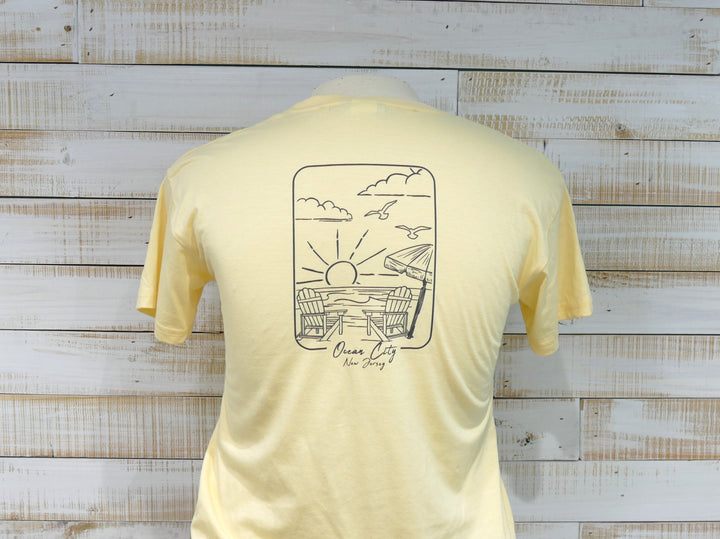 Ocean City Classics - Short Sleeve Youth - Beach Scene T-Shirt - Yellow