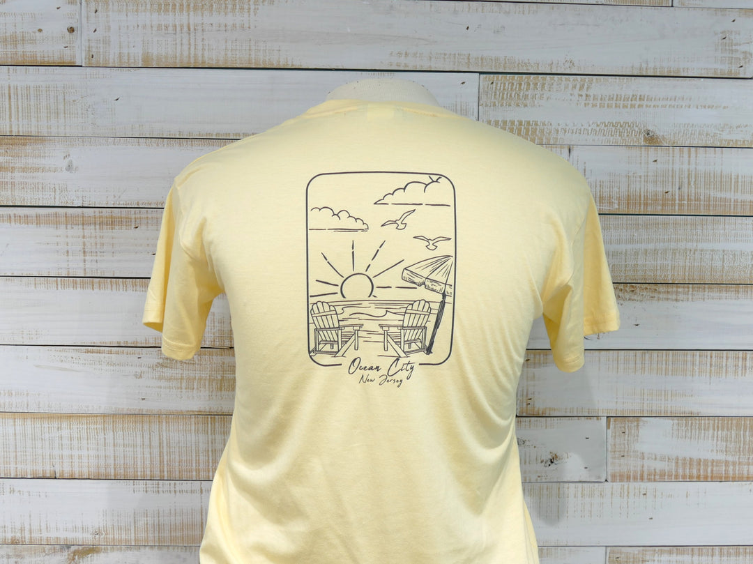 Ocean City Classics - Short Sleeve Youth - Beach Scene T-Shirt - Yellow