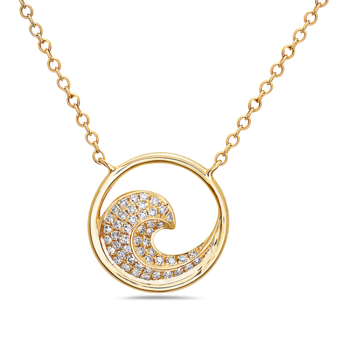 14k Yellow Gold 0.12ct. Natural Diamond Round Pendant