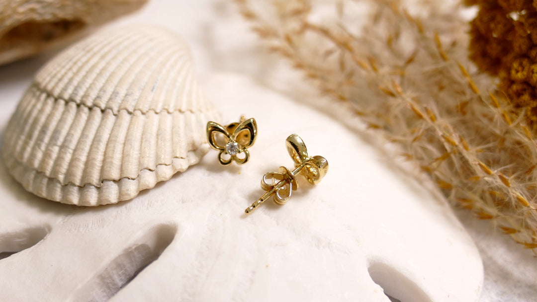 14k .07ct Diamonds Butterfly Stud Earrings