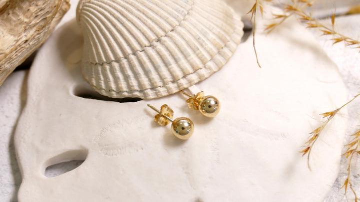 14KY Ball Post Earrings - 4MM