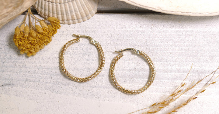 14k Yellow Gold Twist Hoop Earrings