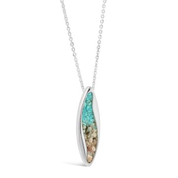Dune - Sterling Silver - Ocean Current Turquoise Gradient 16-20" (adjustable) Ocean City Beach Sand Necklace