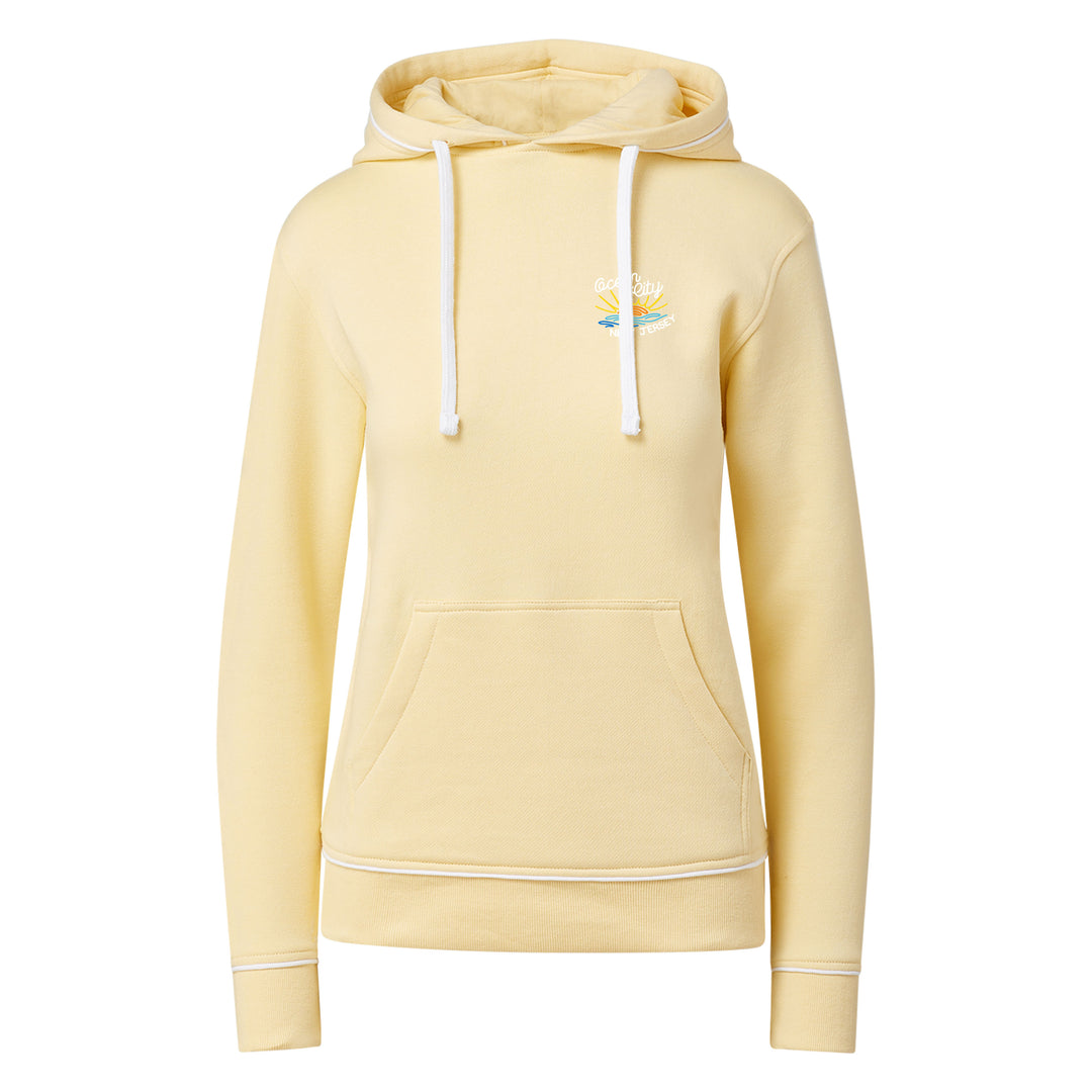 Ocean City Classics - Long Sleeve Hooded Embroidered Sunrise Sweatshirt - Light Yellow