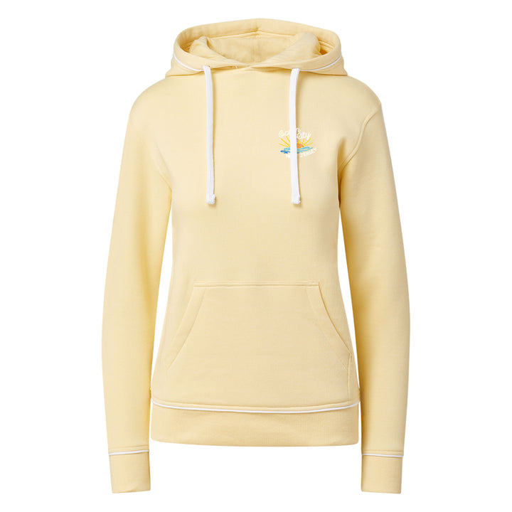 Ocean City Classics - Long Sleeve Hooded Embroidered Sunrise Sweatshirt - Light Yellow