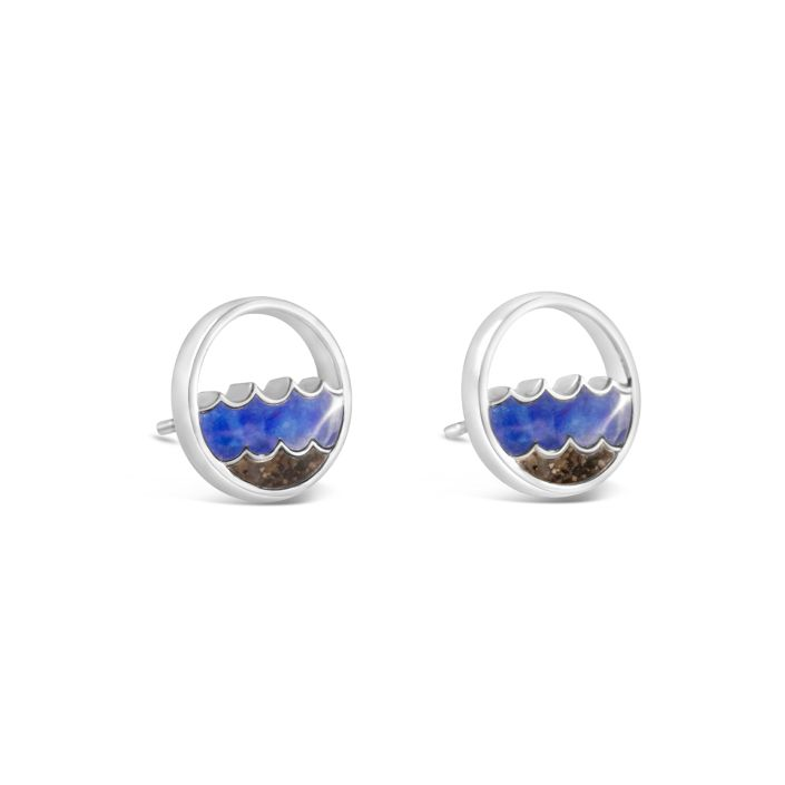 Dune - Sterling Silver - Double Wave Turquoise Gradient Ocean City Beach Sand Stud Earrings