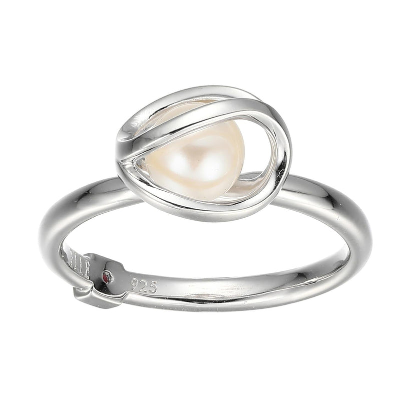 Elle - Sterling Silver - 18K Gold Plated "Luna" Pearl Ring (Size 8)