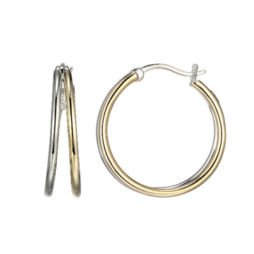 Elle - Sterling Silver - Silver Plated "Simpatico" 24mm Hoop Earrings