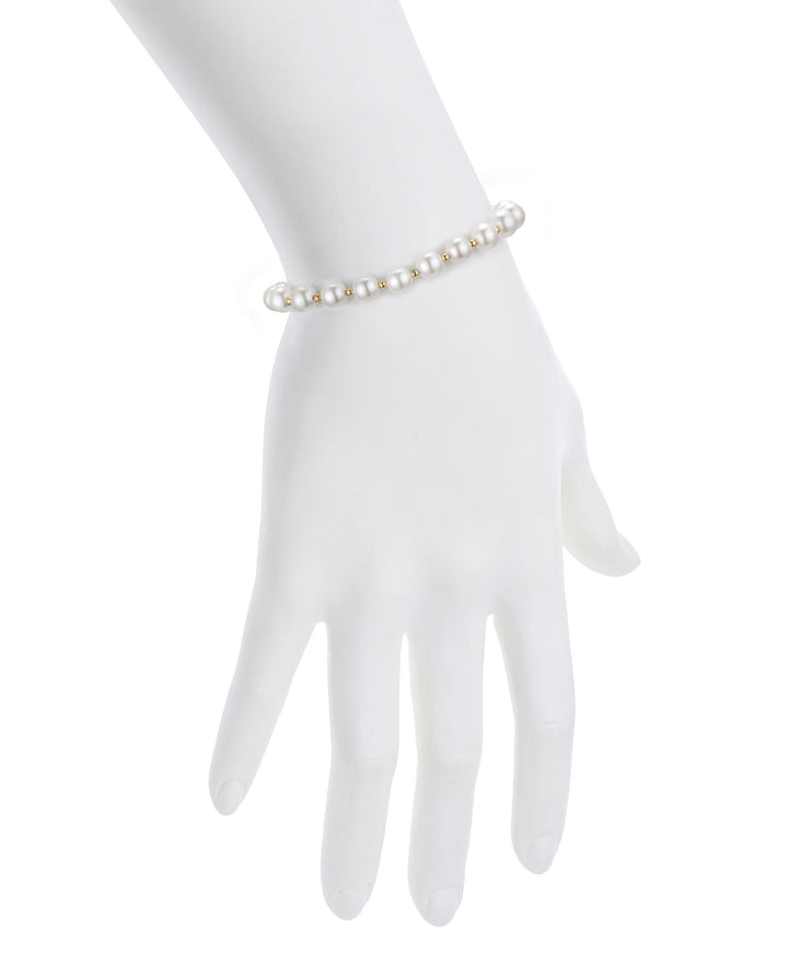 Lily Nily - Brass - Gold Pearl Beaded 5.5-6.5" Chain Bracelet