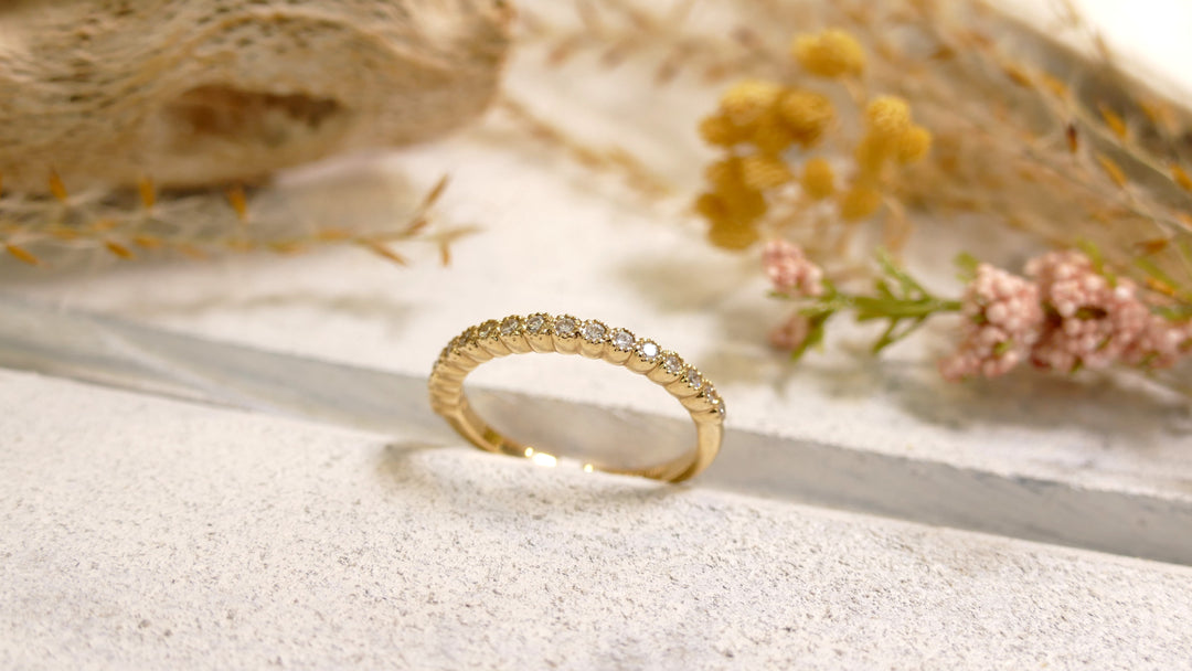 14K Yellow Gold 0.17ct Natural Diamond Ring (Size 6.5)