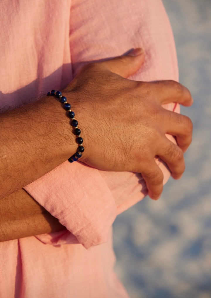 Adriana Pappas - - 14K Gold Filled - Bead Accents - Lapis Beaded Cord Bracelet - Adjustable