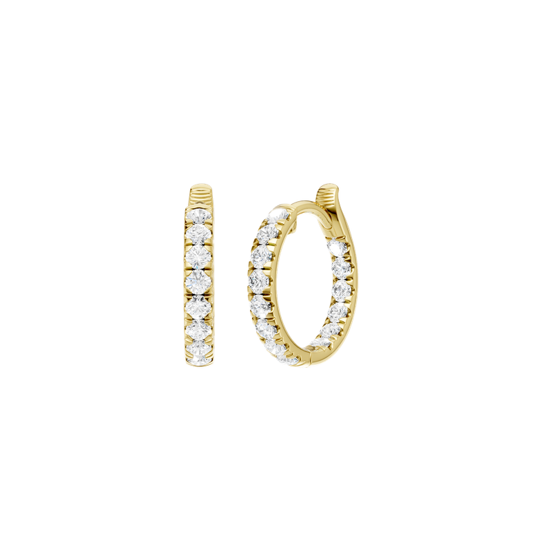 14k Yellow Gold 0.75ctw Lab Grown Diamond Huggie Inside Out Pave Earrings