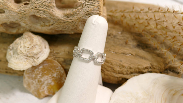 14K White Gold 0.48ct Natural Diamond Link Ring (Size 6.5)