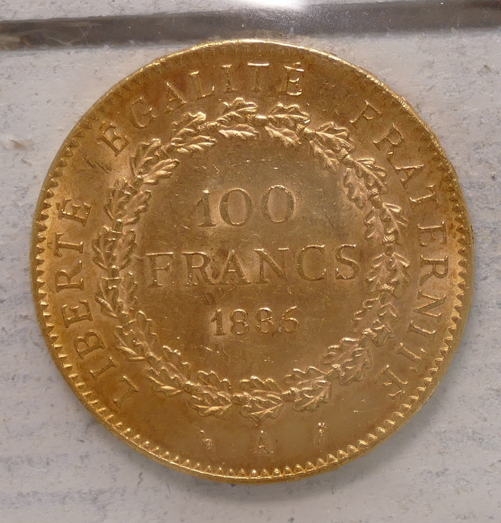 FRANCE LUCKY ANGEL 1886 100 FRANC PARIS MINT MS 63 RAW