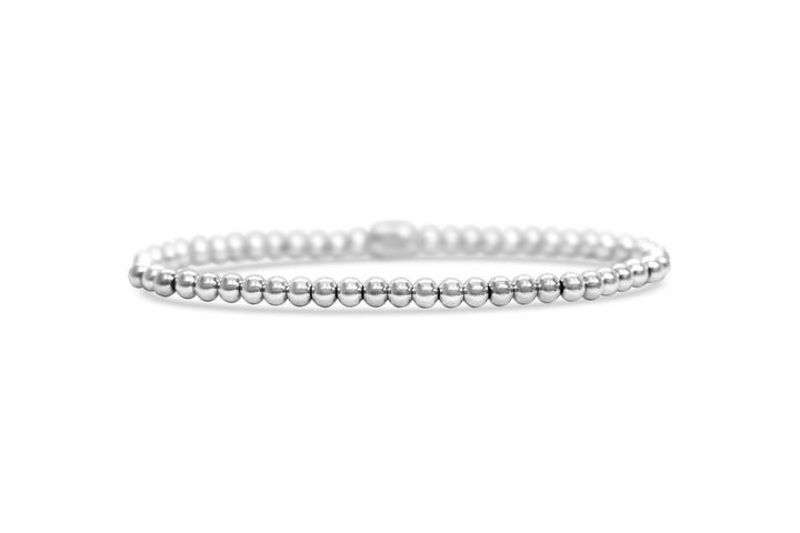 Isla - Stainless Steel - Silver 4mm Beaded Stretch Bracelet