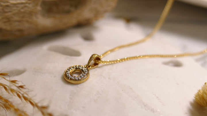 14k Yellow Gold Mini Circle 0.03ct Diamond Necklace