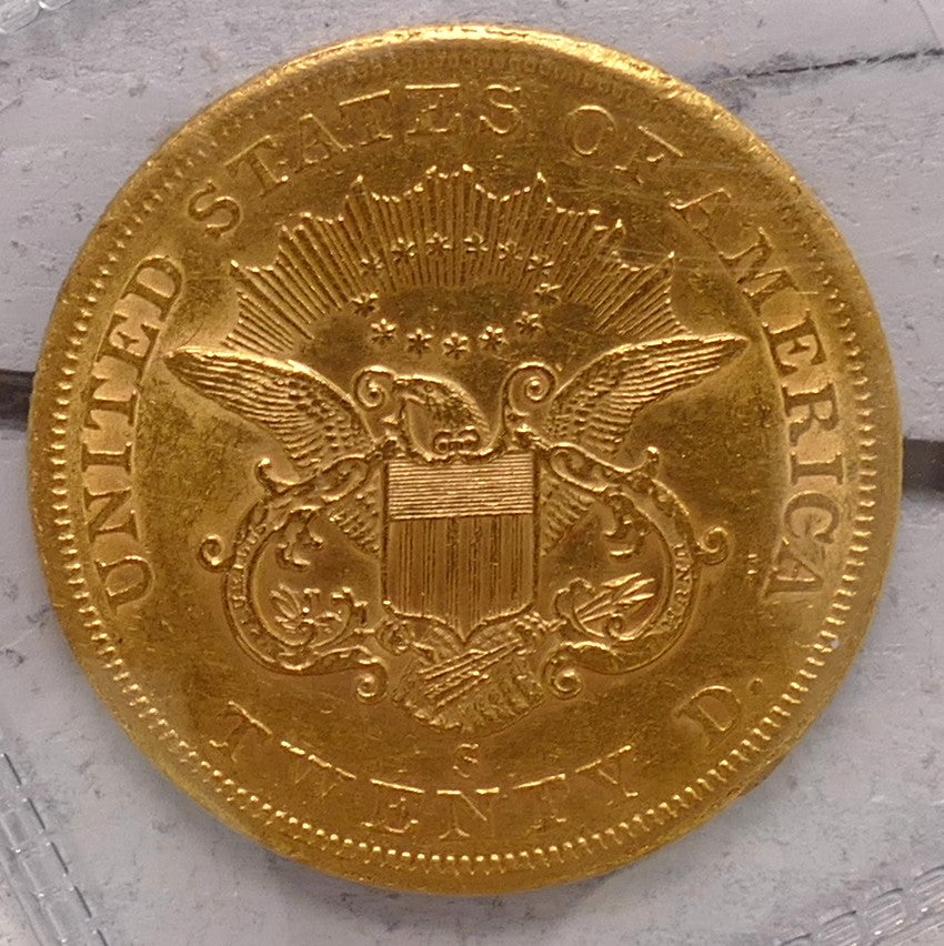 US 1855 DOUBLE EAGLE S MINT AU58 RAW