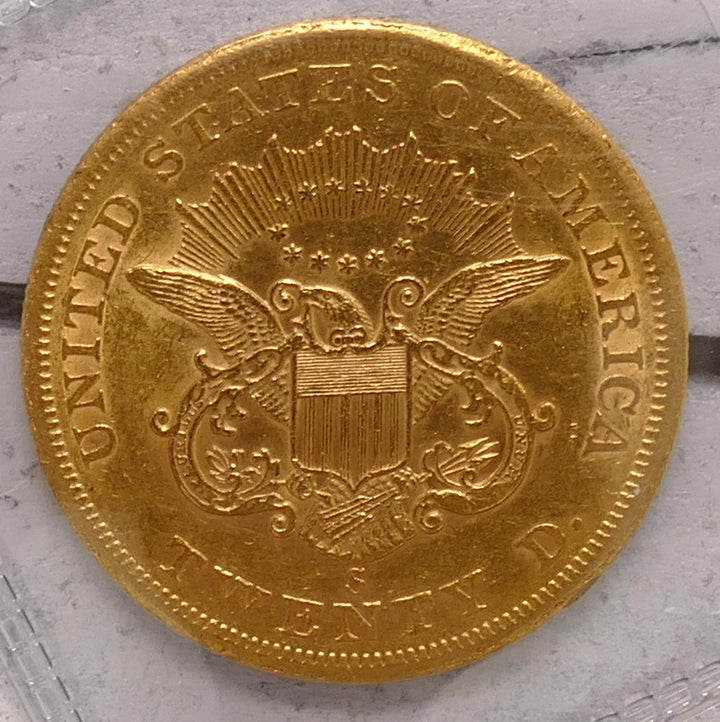 US 1855 DOUBLE EAGLE S MINT AU58 RAW