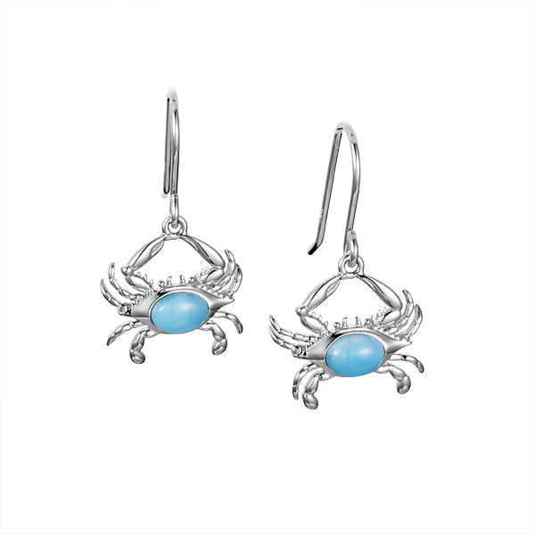 SS Larimar Blue Crab Earrings