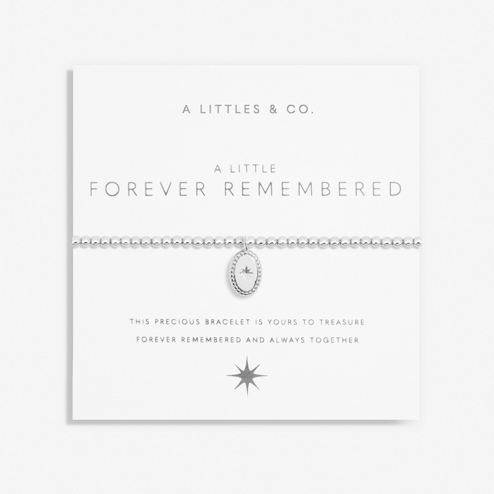 A Little & Co - Brass - Silver Plated - Forever Remembered - Crystal Stretch Beaded Bracelet 6 7/8"