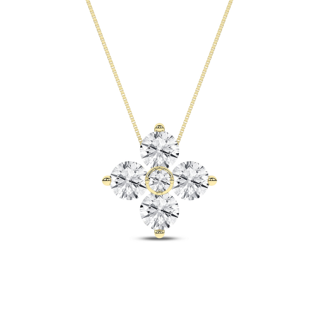 14k Yellow Gold Lab Grown Diamond 0.5ctw - Flower Petals Necklace