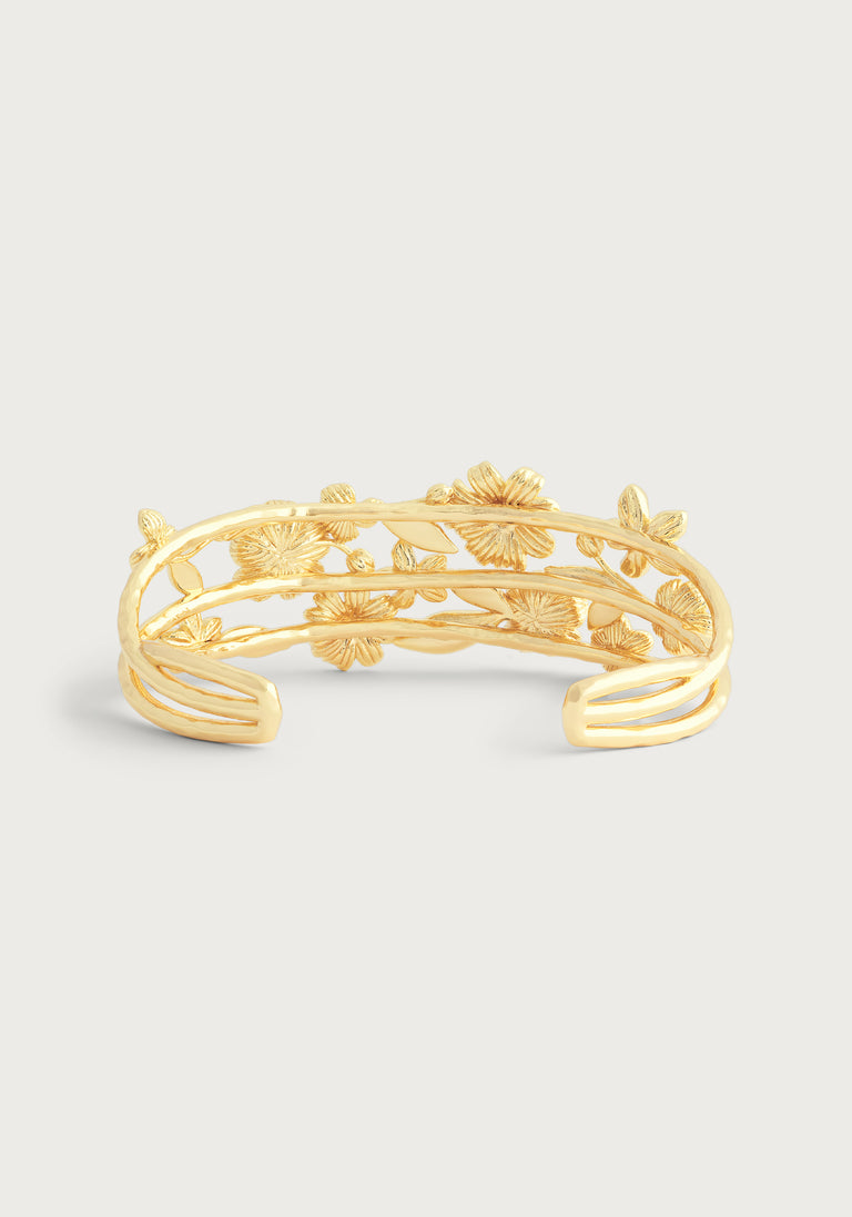 Anabel Arum - Brass - 18K Gold Plated -Cuff- Enamel Bangle Wildflower Bracelet