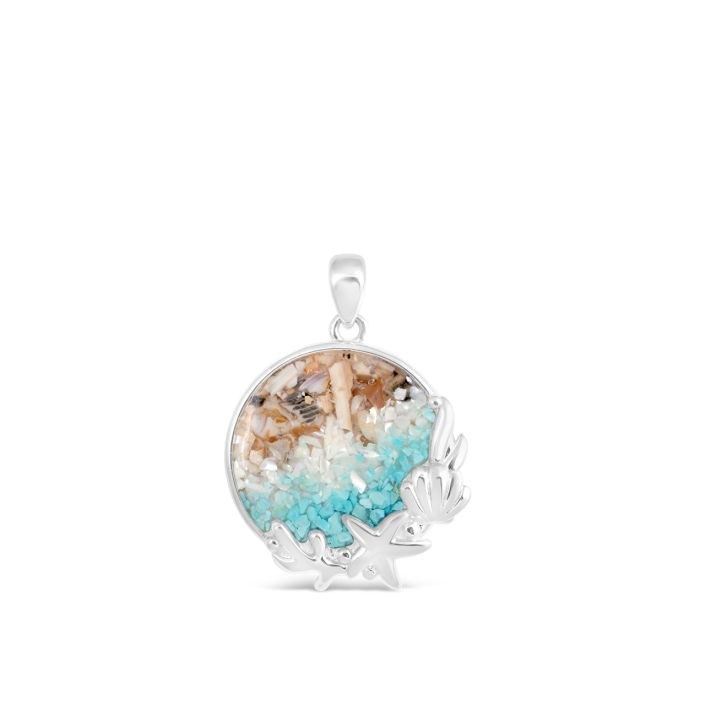 Dune - Sterling Silver - Silver Seaside - Ocean Gradient - Round Pendant