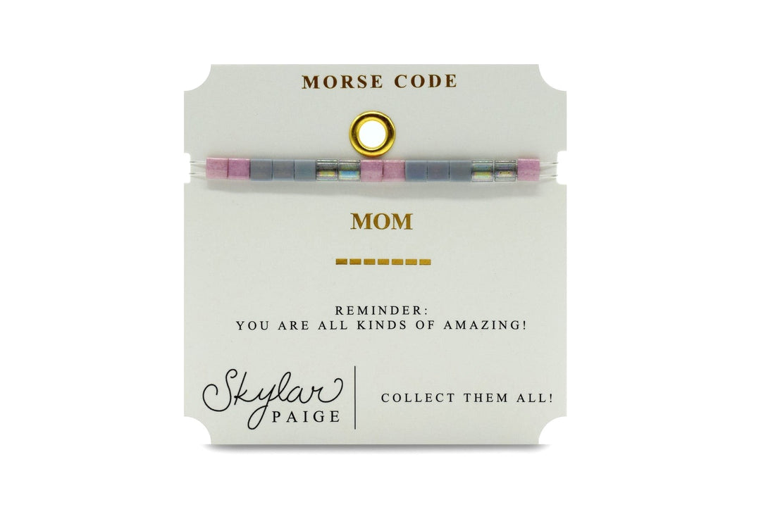 Stia Couture - - Silver "Mom" Tila Bead Stretch Bracelet