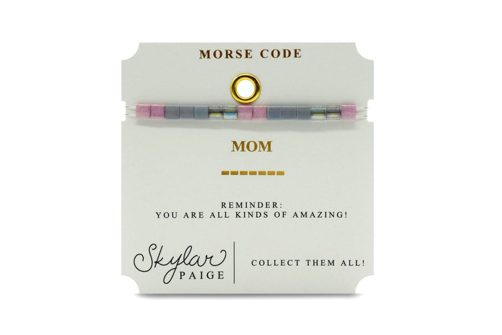 Stia Couture - - Silver "Mom" Tila Bead Stretch Bracelet