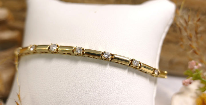 14k Yellow Gold Tennis Bar 17 Diamonds/1cttw Diamond Bracelet