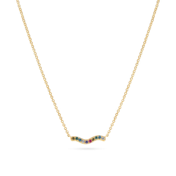 Sif Jakobs - Sterling Silver - Gold Plated "Ellera Waves" Multi Stone Cubic Zirconia Necklace