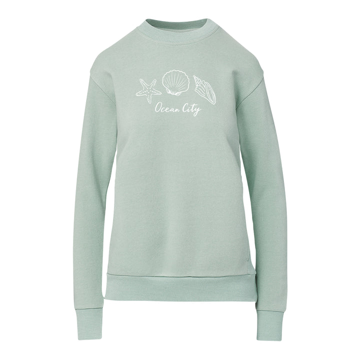 Ocean City Classics - Long Sleeve Sea Shells Sweatshirt - Sage Green