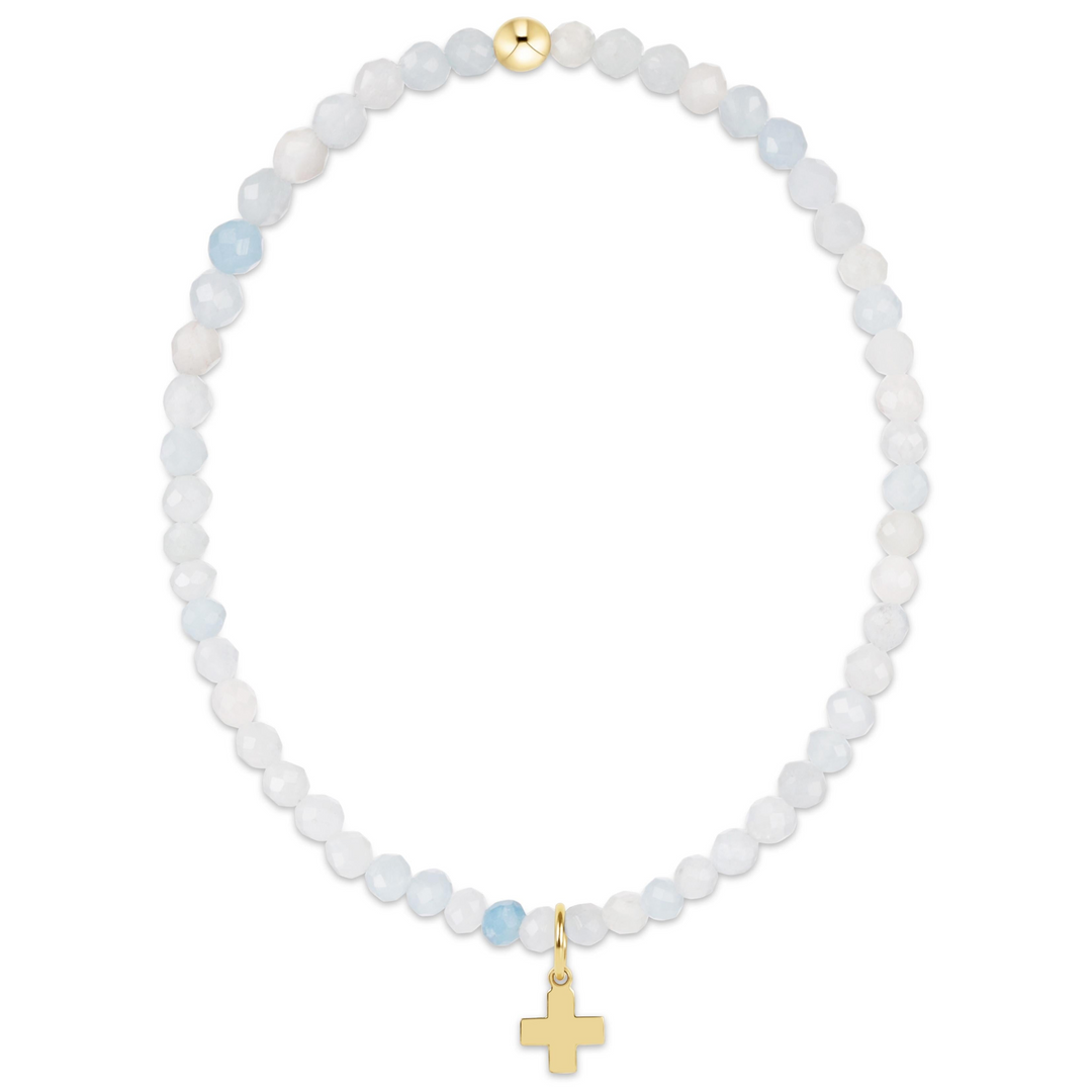enewton - Classic Signature Cross 3mm - Aquamarine Gold-Filled Bracelet (Standard 6.25")