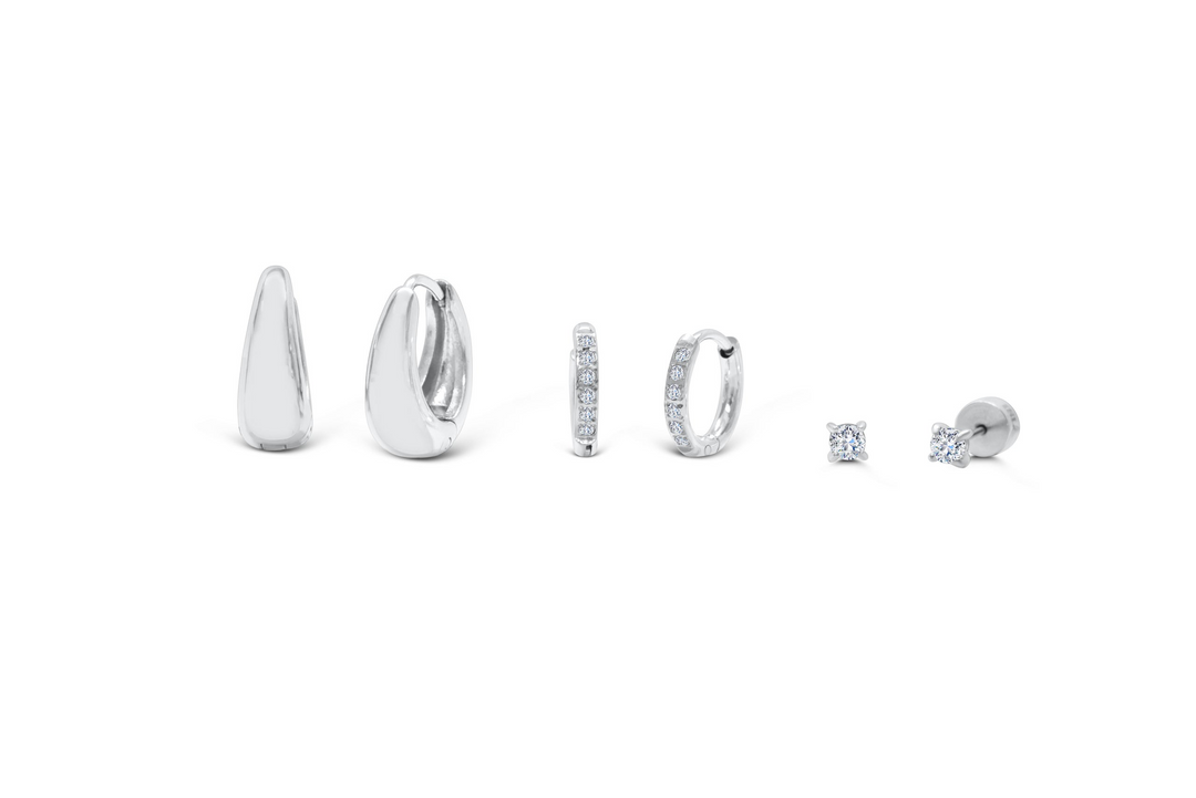 Bold Hoop Swoop Earring Set Si