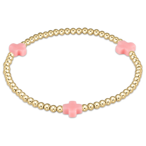enewton - Beaded Bracelet Signature Cross Pink Gold-Filled Bracelet (Standard 6.25")