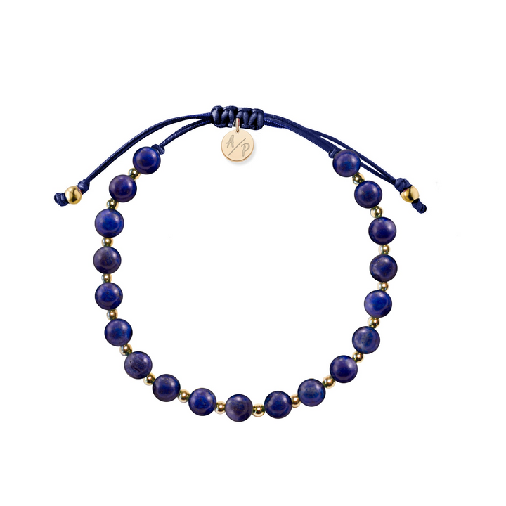 Adriana Pappas - - 14K Gold Filled - Bead Accents - Lapis Beaded Cord Bracelet - Adjustable