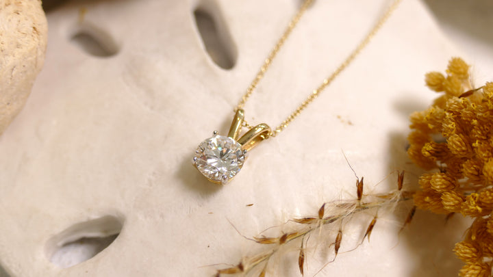 14k Yellow Gold Monte Luna Solitaire 1.00ct Lab Diamond Necklace