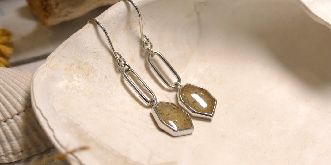 Dune - Sterling Silver - "Rock & Tide" Ocean City Beach Sand Drop Earrings