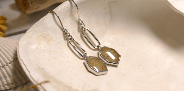 Dune - Sterling Silver - "Rock & Tide" Ocean City Beach Sand Drop Earrings