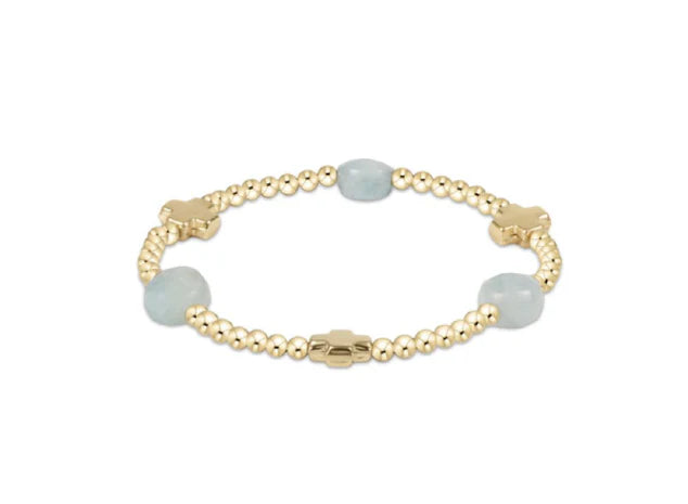 enewton - 14k gold-filled - Signature Cross & Aquamarine Gem 3mm Admire Bead Bracelet