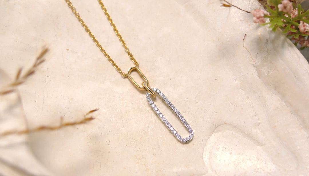 14k Yellow Gold Diamond 0.19ct Paperclip Necklace