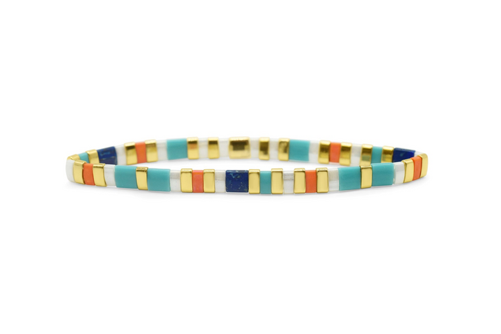 Skylar Paige Tila Bead Gold Multicolor Stretch Bracelet