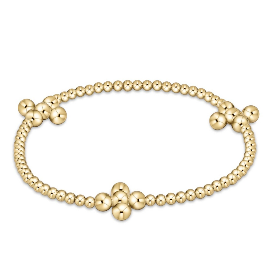 enewton - Classic Signature Cross 2.5mm Bead Signature Cross & 4mm gold bead Gold-Filled Bracelet (Standard 6.25")