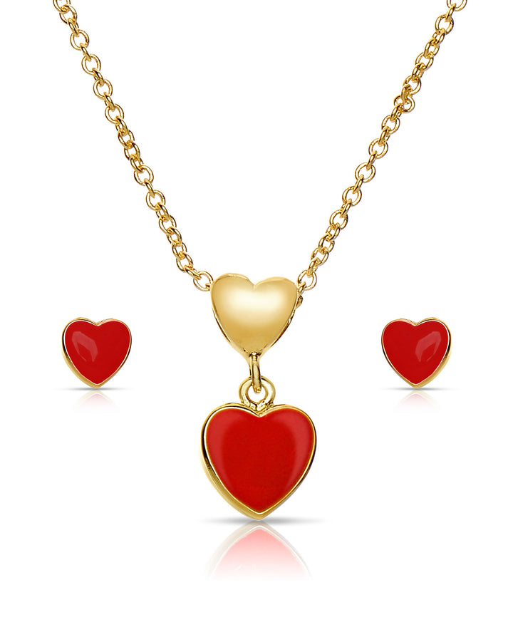 Heart Pendant and Stud Earring